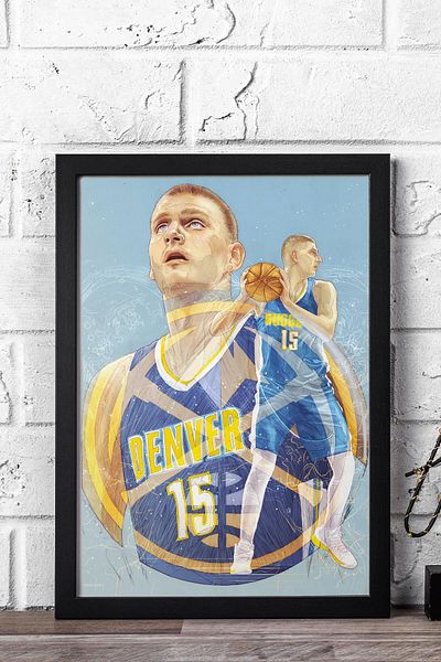 Saturn Nikola Jokic Framed Painting - Denver Nuggets Nba Poster Painting