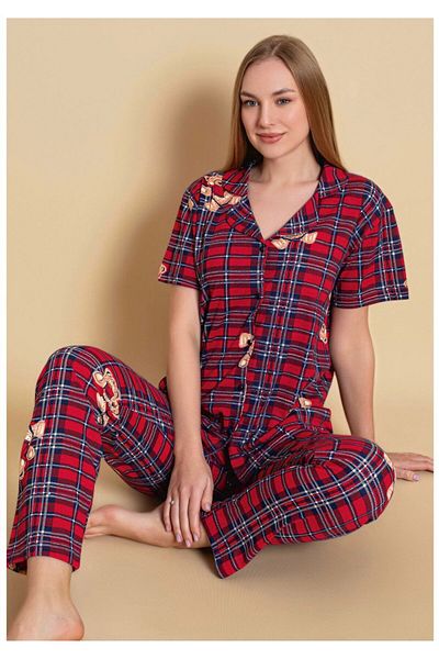 GİYDİNGİYDİN Women's Shirt Patterned Pajama Set