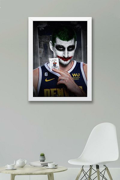 Saturn Nikola Jokic Joker Framed Painting - Basketball Nba Poster Painting