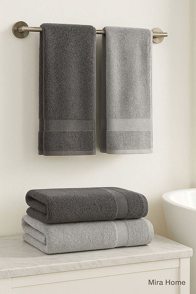 Mira Home 4 Piece Bath Towel Set 100% Cotton Dry Anthracite