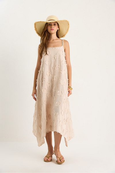 Bianco Lucci Women's Tassel Detailed Thin Strap Linen Dress 8066 60283487