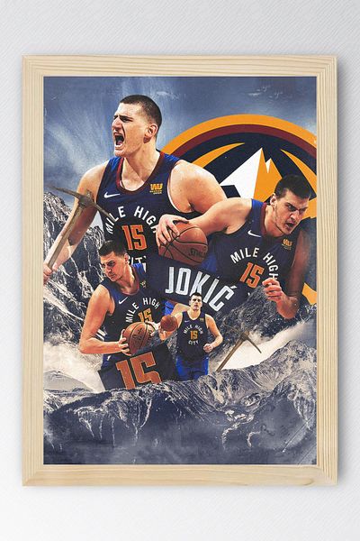 Saturn Nikola Jokic Framed Painting - Denver Nuggets Nba Poster Painting