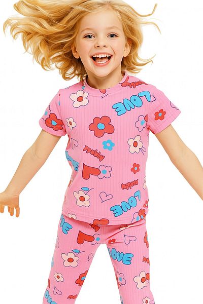 MAXI DRY Cotton Interlock Fabric Seasonal Short Sleeve Double Bottom Top Set 3-14 Years