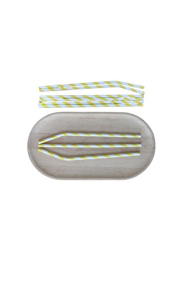 lara buklet 6*20 Cm Sarı Beyaz Çizgili Kağıt Pipet