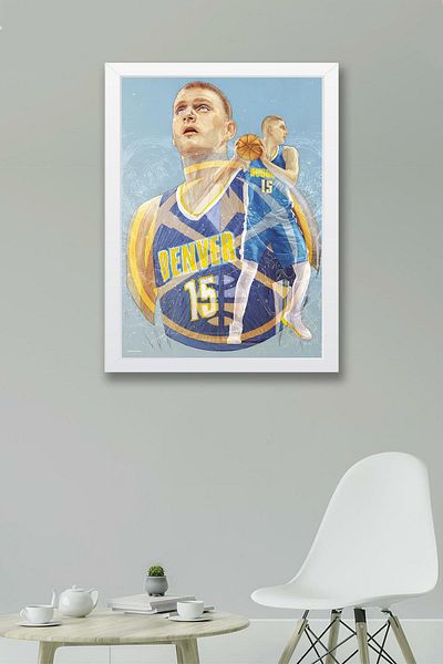 Saturn Nikola Jokic Framed Painting - Denver Nuggets Nba Poster Painting