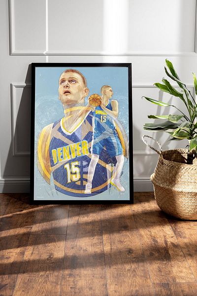 Saturn Nikola Jokic Framed Painting - Denver Nuggets Nba Poster Painting