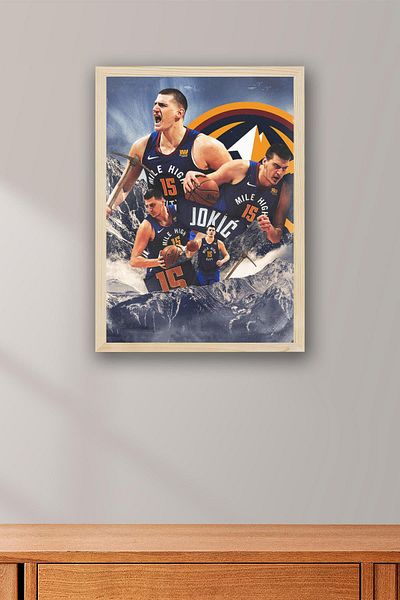 Saturn Nikola Jokic Framed Painting - Denver Nuggets Nba Poster Painting