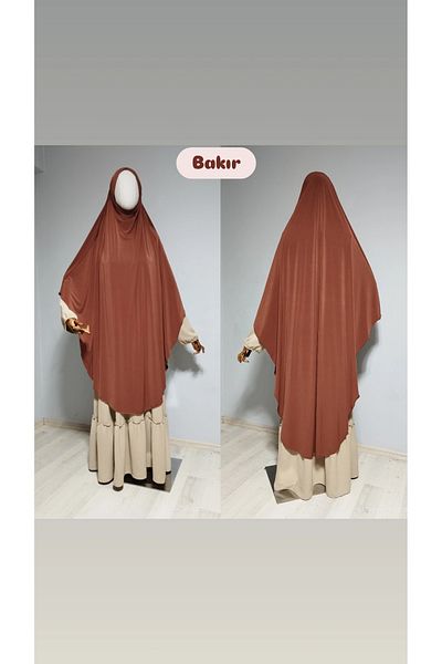 AHRAR tesettür Full Length Sandy Souffle Khimar Hijab Scarf Copper