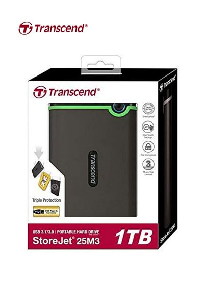 Transcend Storejet 25M3S Rugged External Hard Drive USB 3.1 Gen 1 interface HDD