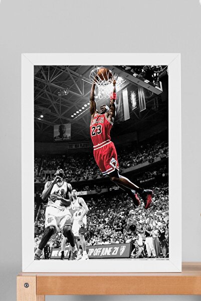 Saturn Michael Jordan Smaç Çerçeveli Tablo - Basketbol NBA Posteri Tablo