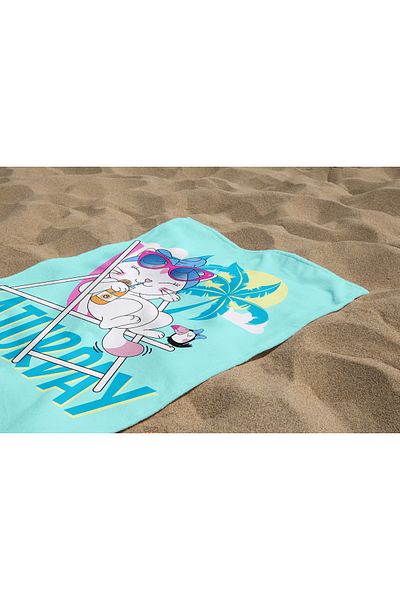Home 3D Digital Caturday Theme Beach Towel