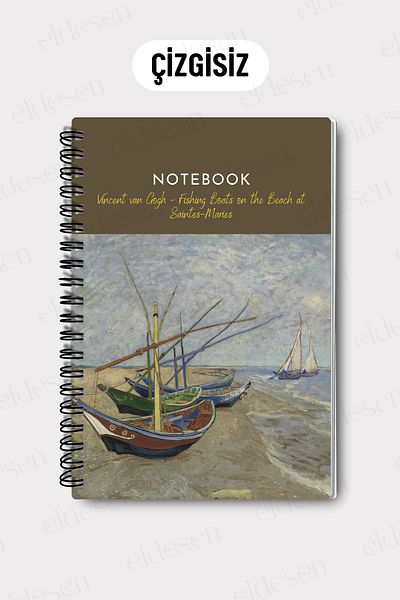 Eldesen Tasarım Van Gogh A5 Spiral Unlined School Notebook, 50 Sheets 100 Pages, Cardboard Cover Notepad