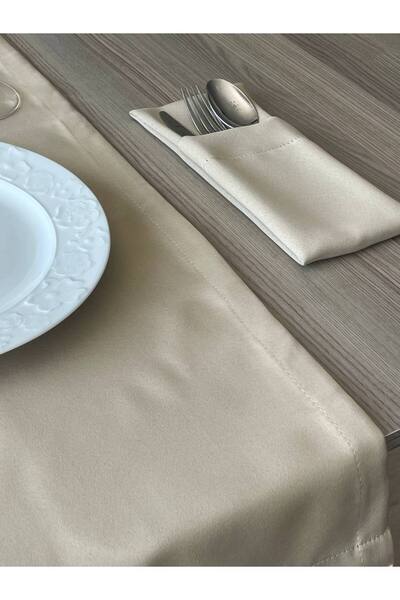 Pyramid Home ساتان رانر - سجادة طاولة من الساتان البيج مقاس قياسي