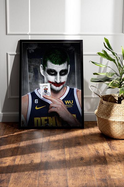 Saturn Nikola Jokic Joker Framed Painting - Basketball Nba Poster Painting