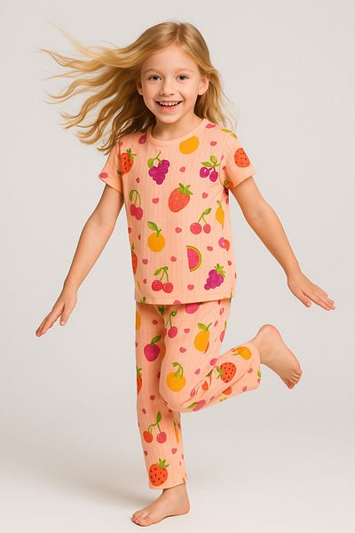 MAXI DRY Cotton Interlock Fabric Seasonal Short Sleeve Double Bottom Top Set 3-14 Years