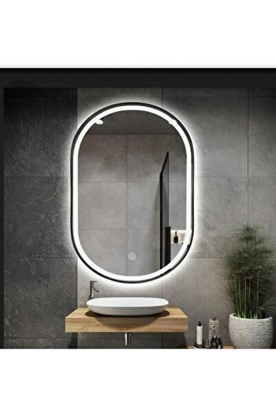 Rose Tasarım 80*60 Oval KumlamalıDokunmatik Beyaz Ledli Ayna Banyo Aynası Led...