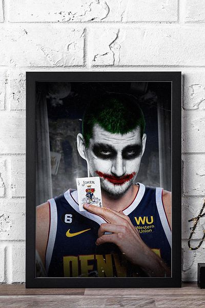 Saturn Nikola Jokic Joker Framed Painting - Basketball Nba Poster Painting
