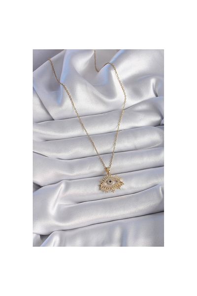 Skygo 316L Steel Gold Color Zircon Stone Eye Model Women's Necklace - Tj-Bko9435