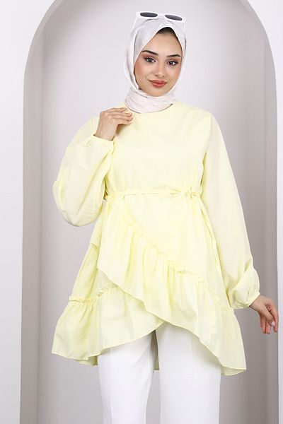 İmajButik Yellow Skirt Layered Ruffle Tunic