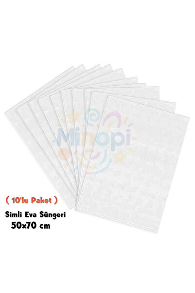Minopi BeyazRenkli Simli Eva Süngeri 50X70 cm 10'lu Paket 1.5 mm