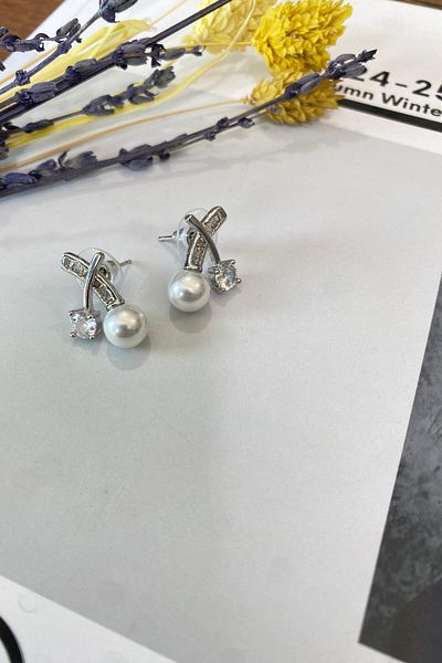 İthal 1550 Imported Pearl Cherry Earrings