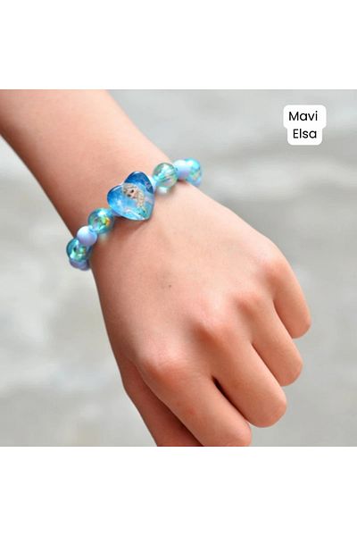 darko Blue Heart Bracelet Bead Pearl Snow Queen Elsa Arendelle Country Frozen Girl Child Gift