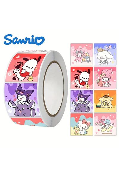 Gekan Kuromi Cinnamoroll Mymelody Pompompurin Pochacco Hello Kitty Patterned Roll Sticker 1 Roll (~500 Pcs)