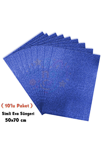 Minopi Blue Colored Glitter Eva Sponge 50X70 cm 10 Pack 1.5 mm