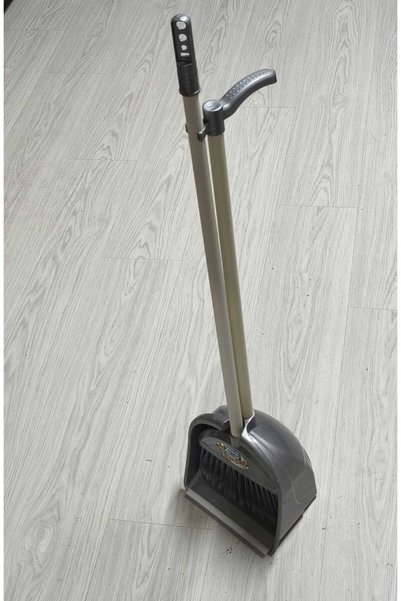 Generic Brand 🩶 Dynamic Handle Brushed Dustpan Gray 🩶   Pyramid Cabinet Brush with Dustpan | ✨ |