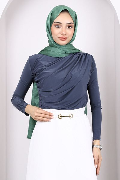 İmajButik Smoked Front Draped Sandy Blouse