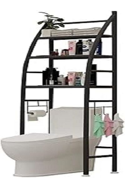 Generic Margon Metal Toilet Cabinet Shelves for Kitchen and Bathroom Space Saving Organizer Holder New - Black