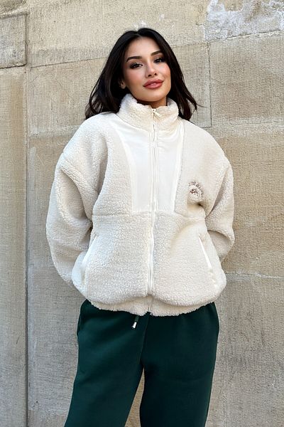moda armanc Women's Fleece Plush Coat - Soft Fur Zippered Oversized Jacket - 5194