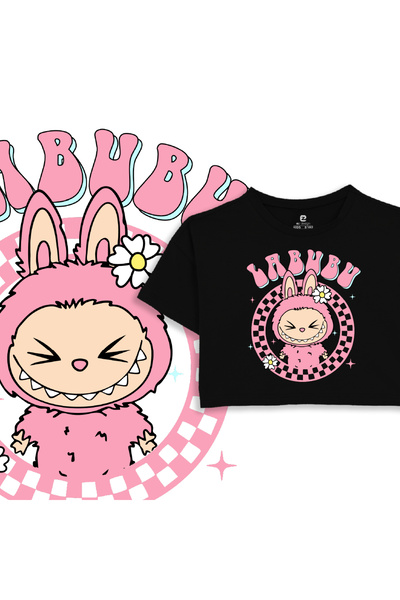 EZ Design Labubu Printed Kids Crop Tshirt