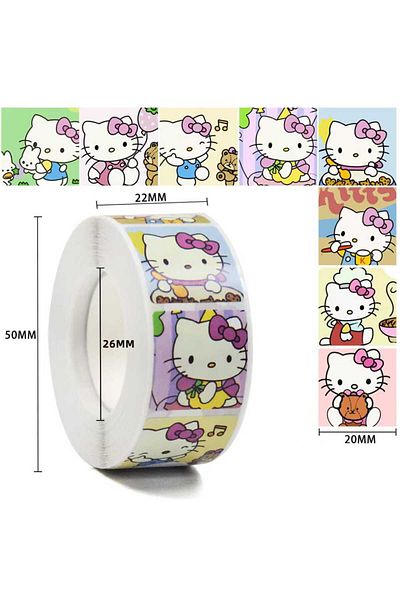 Gekan Sanrio Hello Kitty Patterned Roll Sticker 1 Roll (500 Pieces)