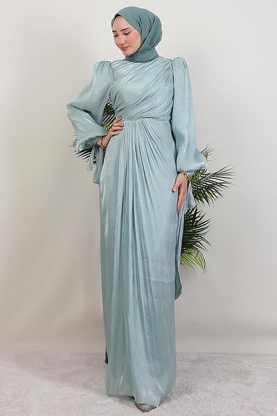GİYZAMİLA Βραδινό φόρεμα İdil Hijab Water Green