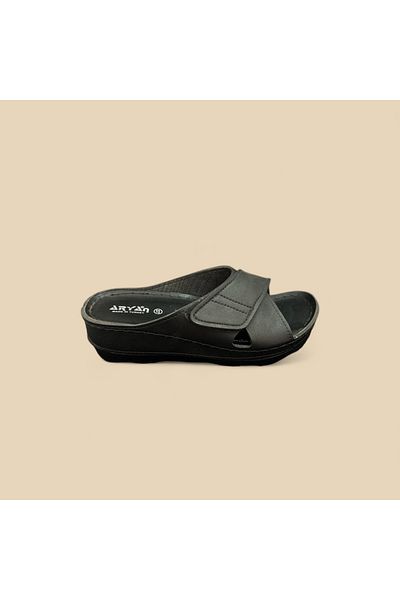 uway Women's Anatomical Cross Velcro Wedge Heel Daily Slippers