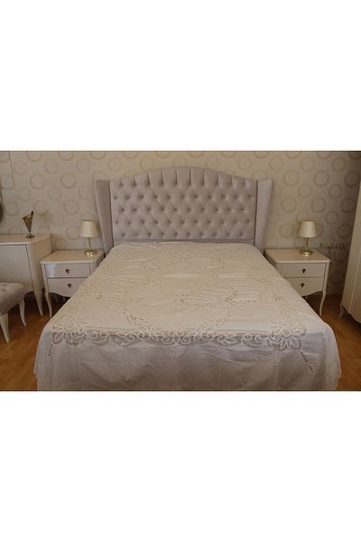 HUZUR ÇEYİZ Maria Rahibe Handcrafted Brussels Fabric One Piece Bedspread