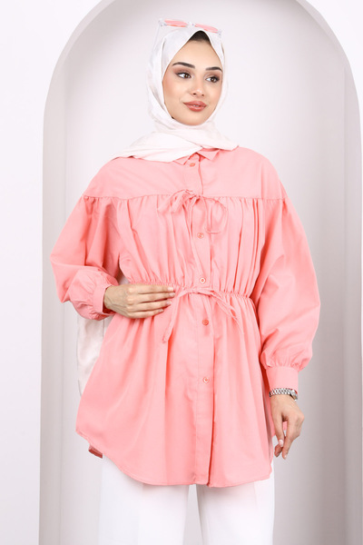 İmajButik Yavruağzı Buttoned Tunic with Elastic Waist