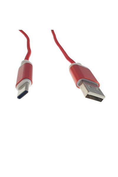 OEM USB 2.0 to USB type C cable, textile sheath, 120cm, red