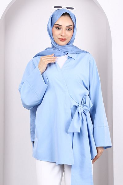 İmajButik Kimono albastru cu legare laterală