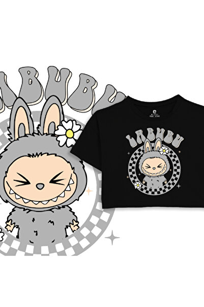EZ Design Labubu Printed Kids Crop Tshirt