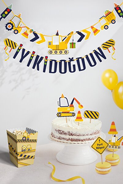 MSticker Set de ornamente pentru conceptul de aniversare tematică pentru mașini de afaceri distractive, autocolant pentru cupcake