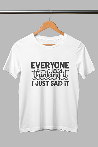 giftkonsept كان الجميع يفكرون بذلك، لقد قلت ذلك، تي شيرت أبيض للجنسين مطبوع ب...