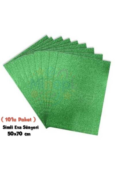 Minopi اسفنجة ايفا لامعة باللون الأخضر مقاس 50×70 سم عبوة من 10 قطع 1.5 ملم