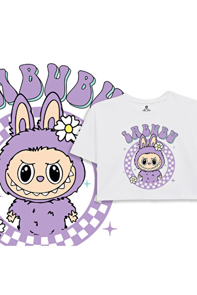 EZ Design Labubu Printed Kids Crop Tshirt