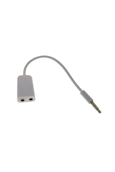 OEM Cablu audio adaptor Jack 3.5mm 4 pin tata la 2 x Jack 3.5mm 3 pin mama, lungime 10cm, alb
