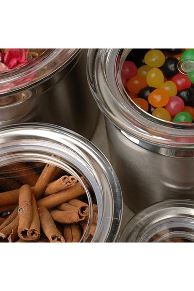 Mena Rise Şirinshop Storage Container with Lid, Stainless Steel, Metal, Stainless Steel, Metal, 10 X 10 X 11 cm