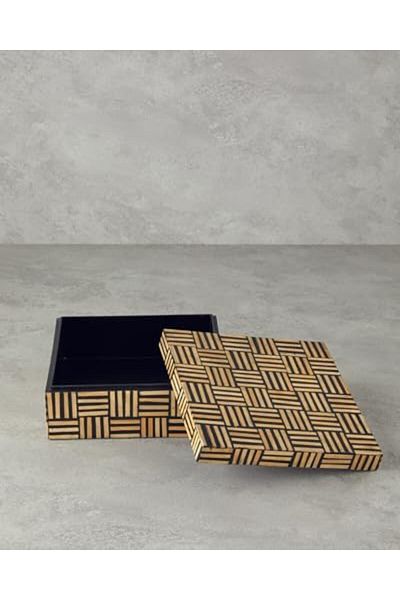 Mena Rise Şirinshop Home Boho Stripe Bamboo Decorative Box Natural 1108107