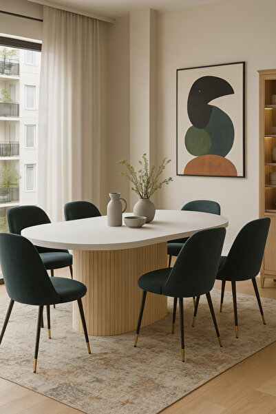 OlcayAksesuar Dolunay 180x90x75cm (36MM KALIN KENARLI) Oval Beyaz Sütunlu Yem...