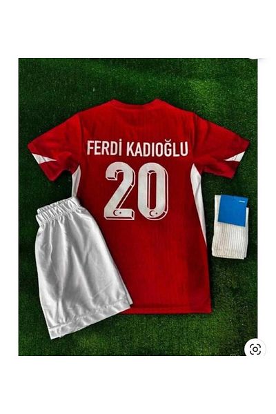 BARBITOS F.E.R.D.I K.A.D.I.O.Ğ.L.U Turkey National Team Euro 2024 Kids Away Jersey Set of 4 (Red)-Sm11